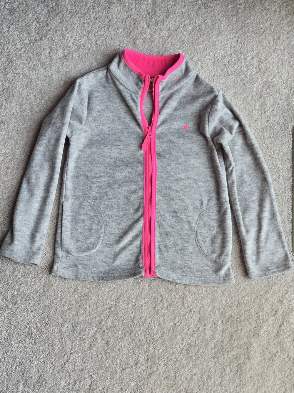 Carter's Gray Fleece Jacket with Hot Pink Trim